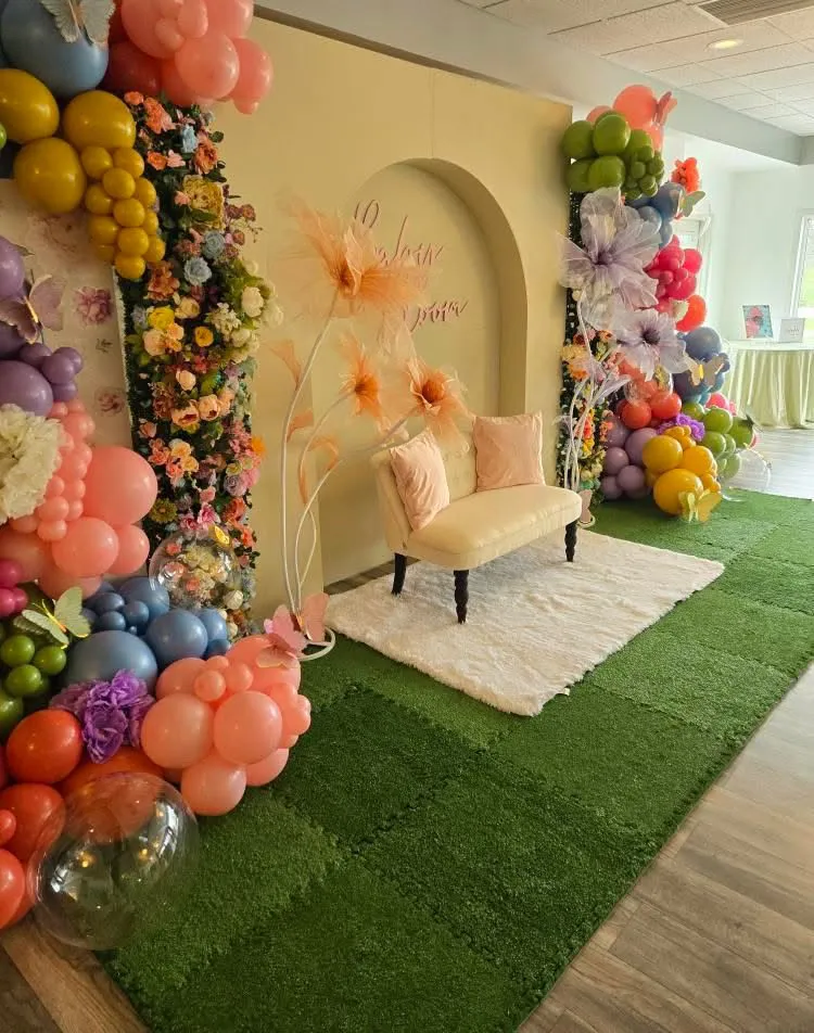 Garden themed event setup details